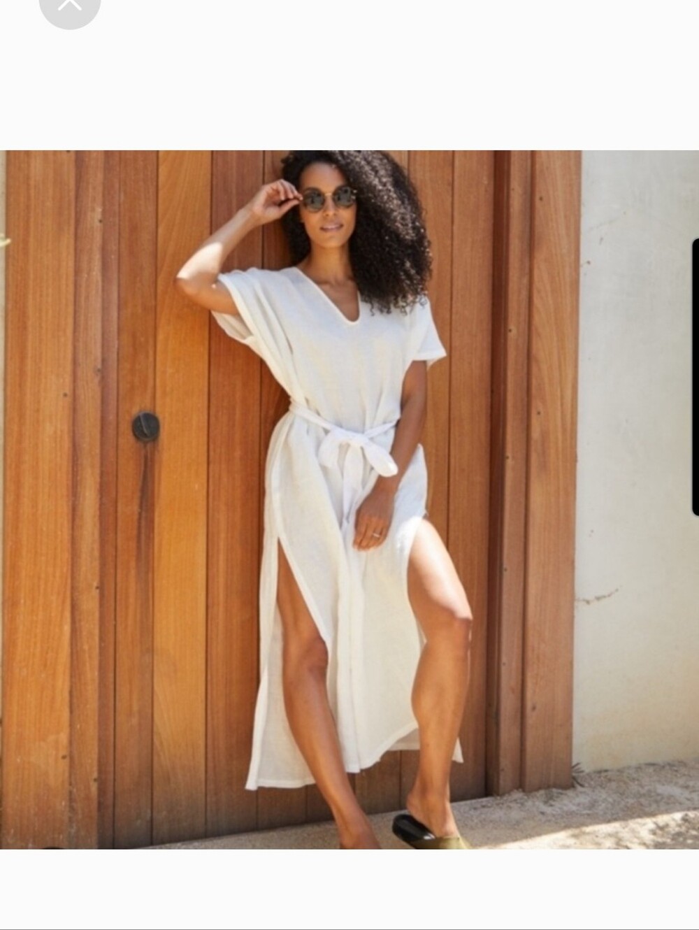 Jenni Kayne Black Linen Oversized Maxi Dress with Waist Tie